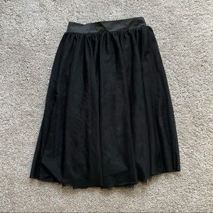 Satin and tulle midi skirt
